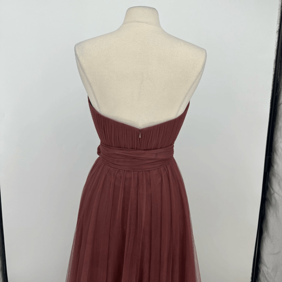 Revelry Rosalie Tulle Convertible Dress Sz 10 Rosewood Maxi Bridesmaid Strapless - Picture 13 of 16